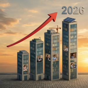 Administrative workers in a building showing Admin work trends for 2026